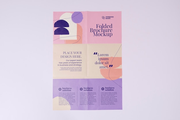 Close up on folded brochure mockup design