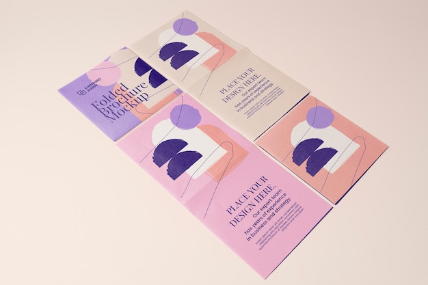 Close up on folded brochure mockup design