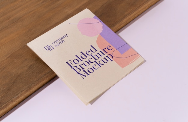 Close up on folded brochure mockup design