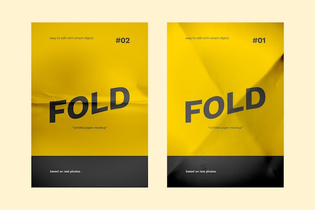 PSD close up on folded paper mockups