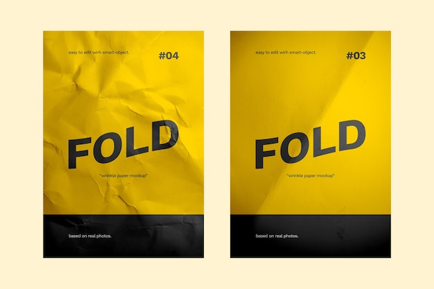 Close up on folded paper mockups