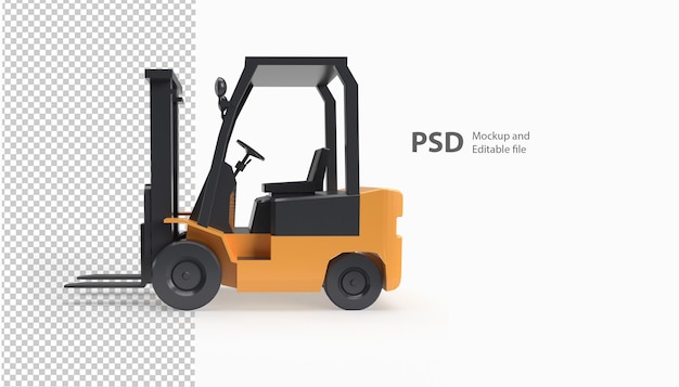 Close up on forklift in 3d rendering isolated