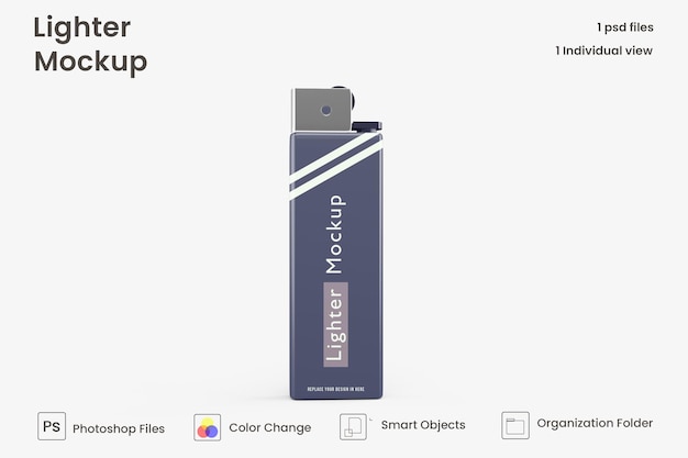 ガスライターモックアップ分離プレミアムPsdのクローズアップ