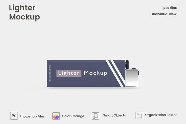 Close up on gas lighter mockup isolated premium psd