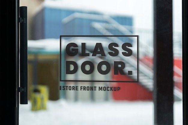 Close up on glass store window mockup