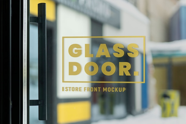 Close up on glass store window mockup