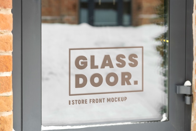 Close up on glass store window mockup