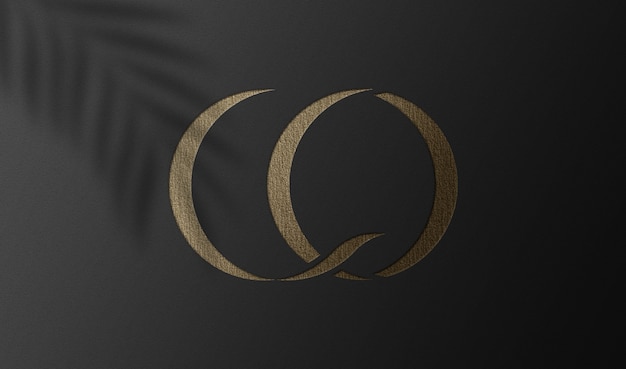 Close up on golden logo mockup