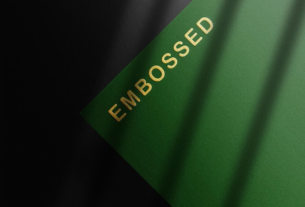 Close up green paper logo mockup design