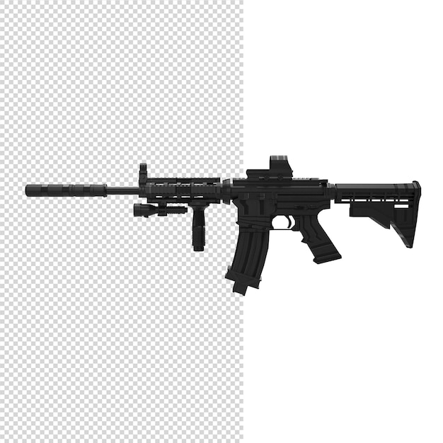 PSD close up on gun isolated