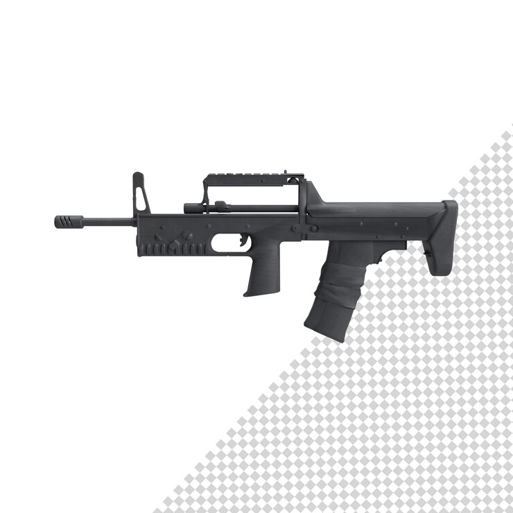 PSD close up on gun isolated 
