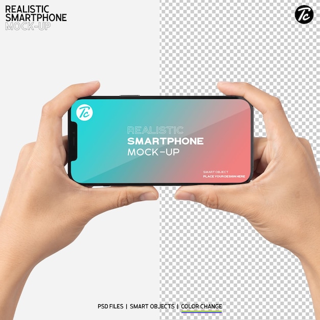 Close-up hand met smartphone mockup