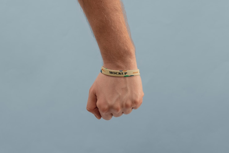 PSD close up on hand wearing bracelet mockup