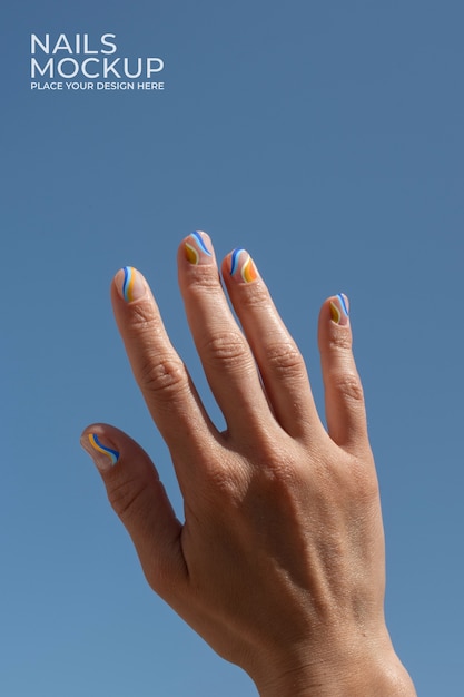 Close up on hand with nails mockup design