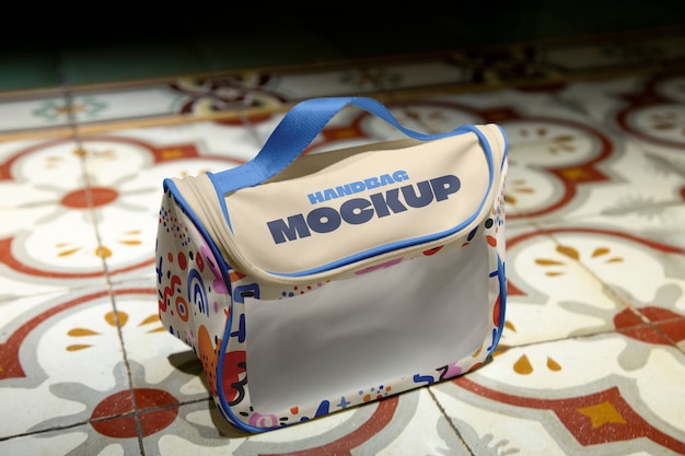 close up on handbag mockup design