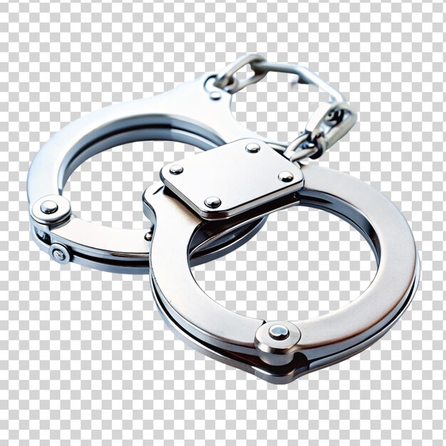 Close up handcuffs isolated on transparent background