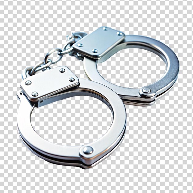 PSD close up handcuffs isolated on transparent background