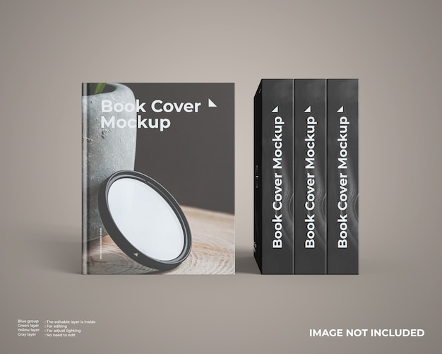close up on hardcover book mockup