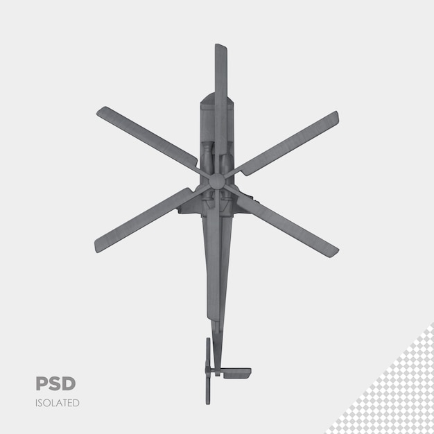 PSD close up on helicopte 3d isolated premium psd