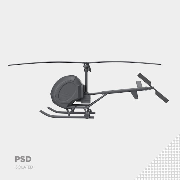 PSD close up on helicopte 3d isolated premium psd