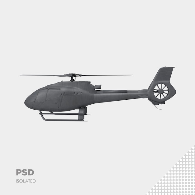 헬리콥터 3d 고립 된 프리미엄 psd에 가까이