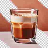 PSD close up of a hot espresso in a double walled glass on a transparent background