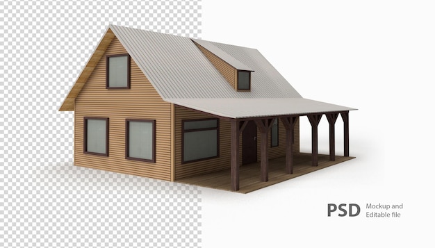 PSD close up on a house rendering isolated