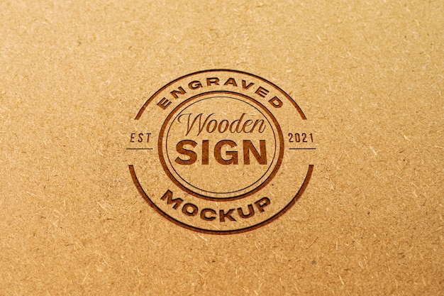 Close-up houten logo ontwerp mockup