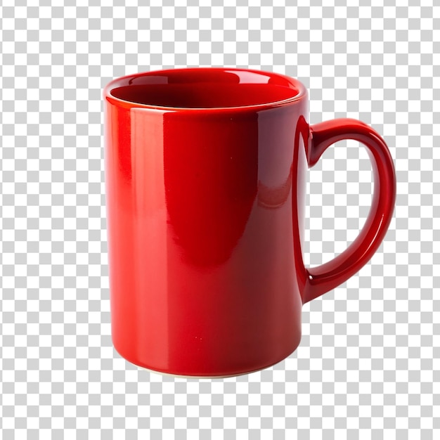 Close up huge red mug red cup for tea or soup isolated on transparent background