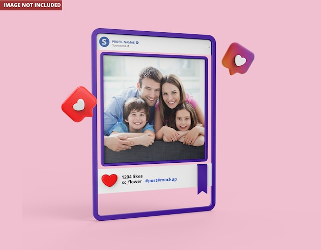close up on instagram social media mockup