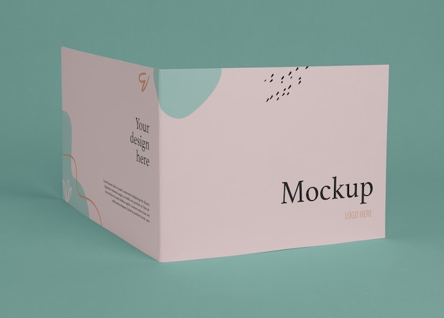 PSD close up on isolated brochure mockup