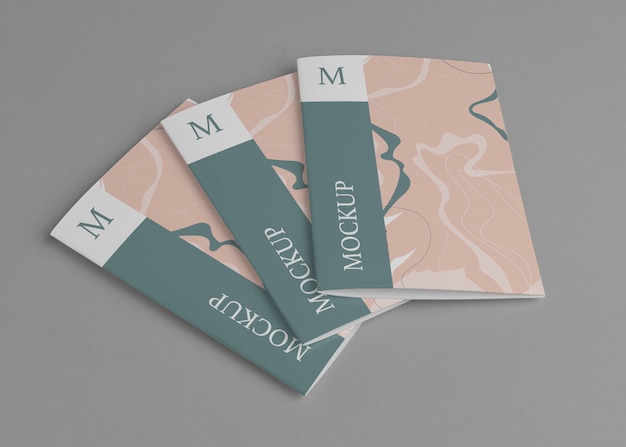 PSD close up on isolated brochure mockup