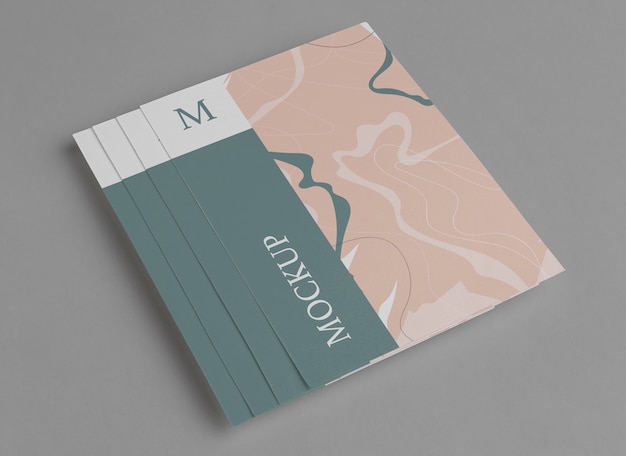 PSD close up on isolated brochure mockup