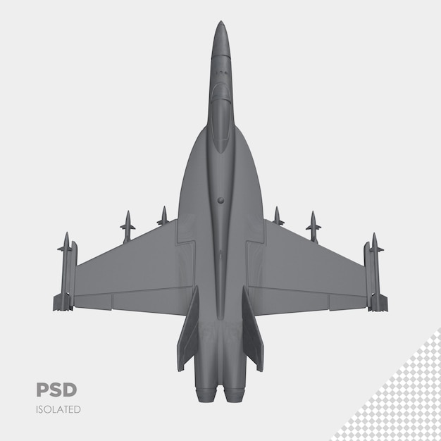 PSD primo piano su aereo a reazione 3d isolato premium psd