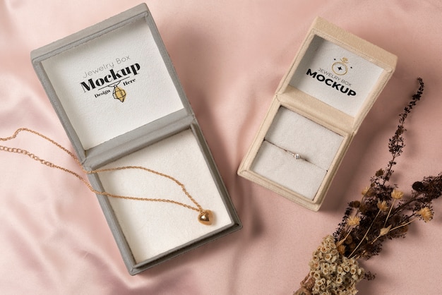 Close up on jewellery box mockup