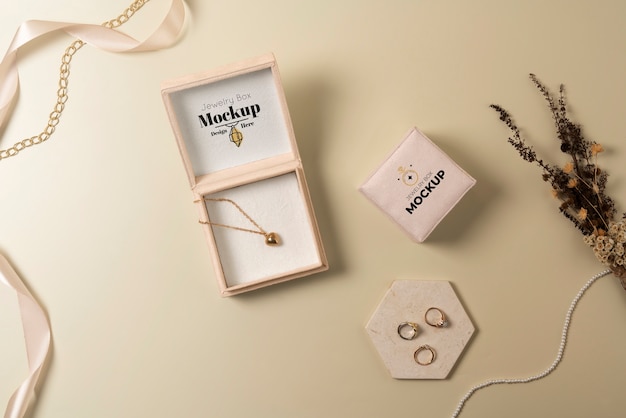 Premium PSD | Close up on jewellery box mockup