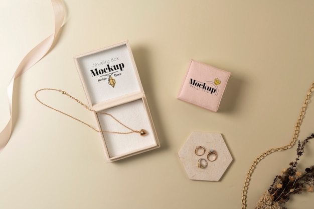 PSD close up on jewellery box mockup