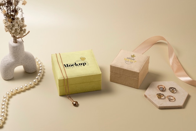 PSD close up on jewellery box mockup