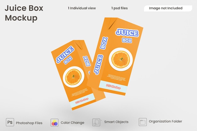 Close up on juice box mockup isolated