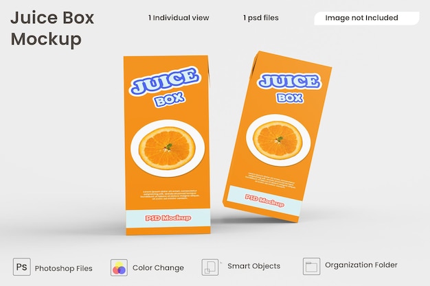 Close up on juice box mockup isolated