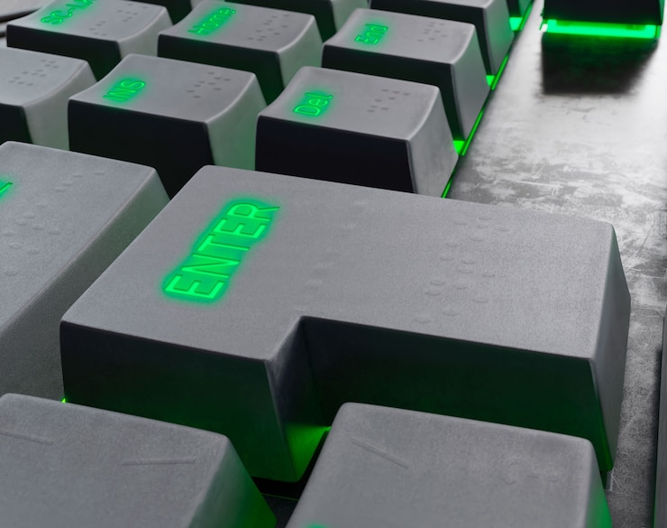 PSD close-up of keyboard buttons mock-up design