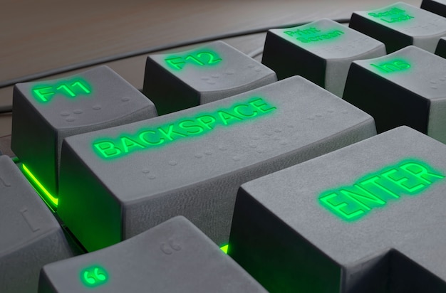 PSD close-up of keyboard buttons mock-up design