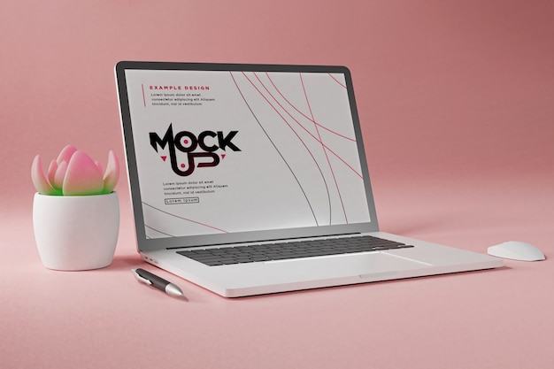 PSD close up on laptop mockup