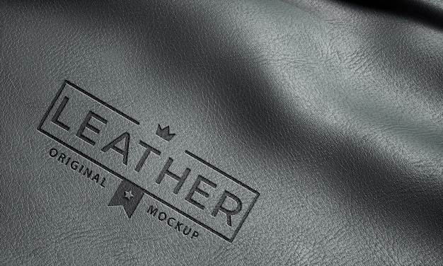 Close up on leather logo mockup