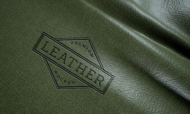 PSD close up on leather logo mockup