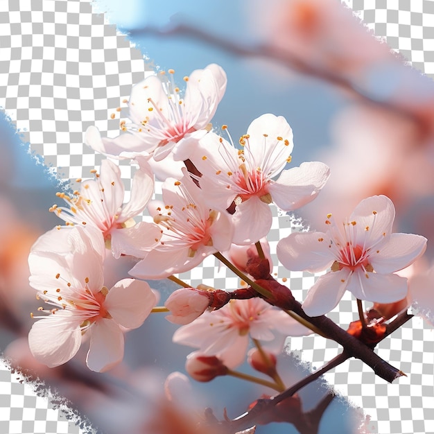 PSD close up di un ramo di fiore ledum sullo sfondo macro trasparente
