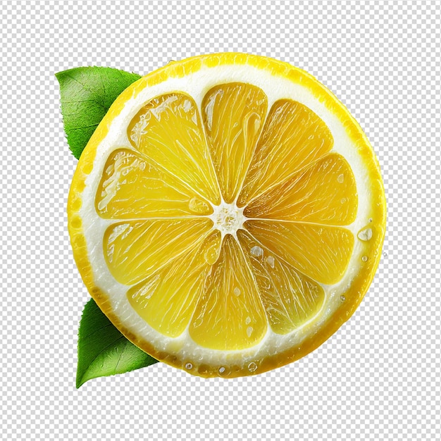 A close up of a lemon with green leaves on it