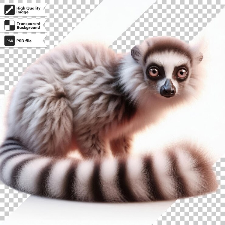 PSD a close up of a lemur with a picture of a face with a black and yellow eyes