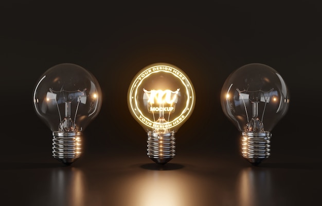 PSD close up on lightbulb mockup