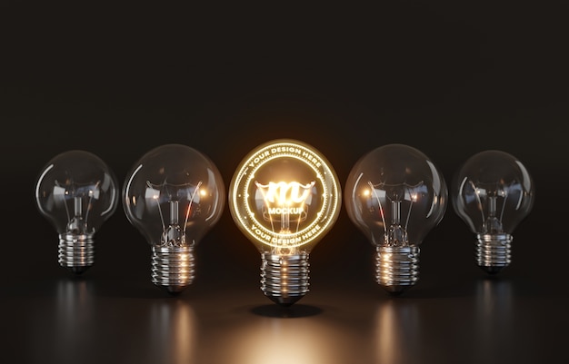 PSD close up on lightbulb mockup